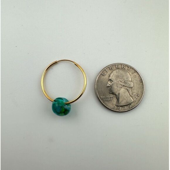 Waterlily Teardrop Endless Hoop Earrings Gold Plated - Picture 3 of 10